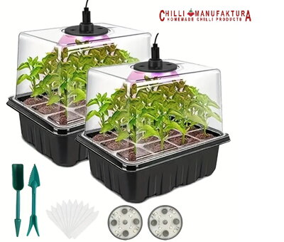 GROW BOX 2x6 chili nevelő szett – 2 LED lámpával + 20 chili mag GROW BOX 2x6 chili nevelő szett – 2 LED lámpával + 20 chili mag