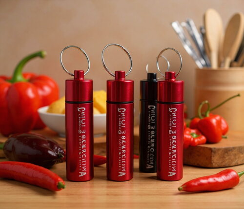 Chili kulcstartó piros Trinidad Scorpion töltettel – ultra csípős