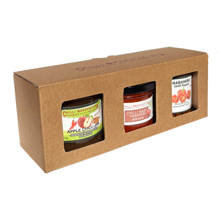 Ajándékdoboz 3 részes Jam, Mash, Chilli befőtt